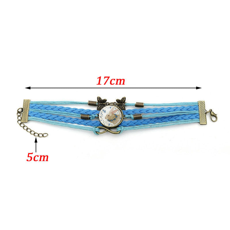 Easter Rabbit Time Gemstone Butterfly 8-character Combination Alloy Bracelet