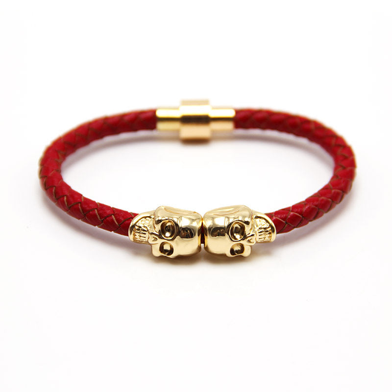 Punk Style Skull Leather Men's Bracelet