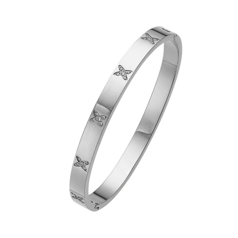 18K gold plated diamond retro stacked titanium steel bracele