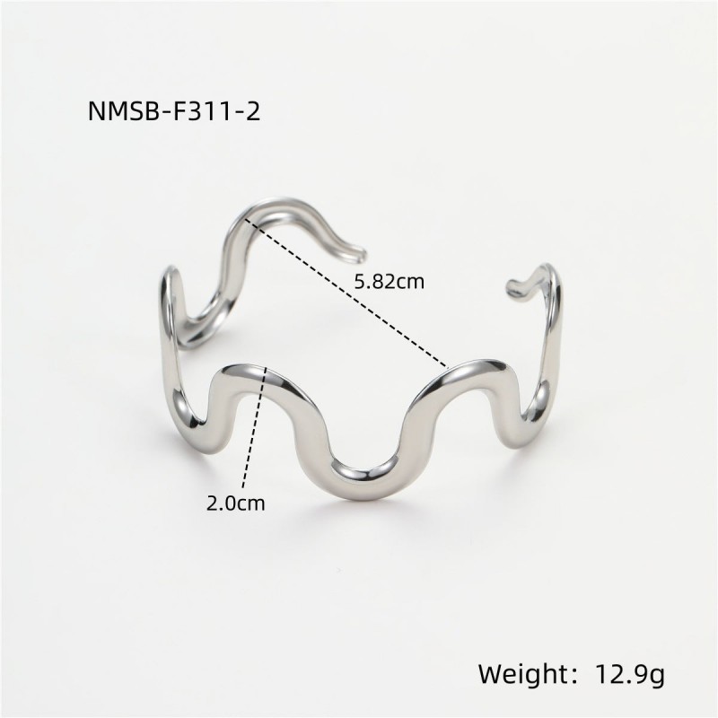 Titanium steel wave necklace bracelet 18K gold stainless steel jewelry