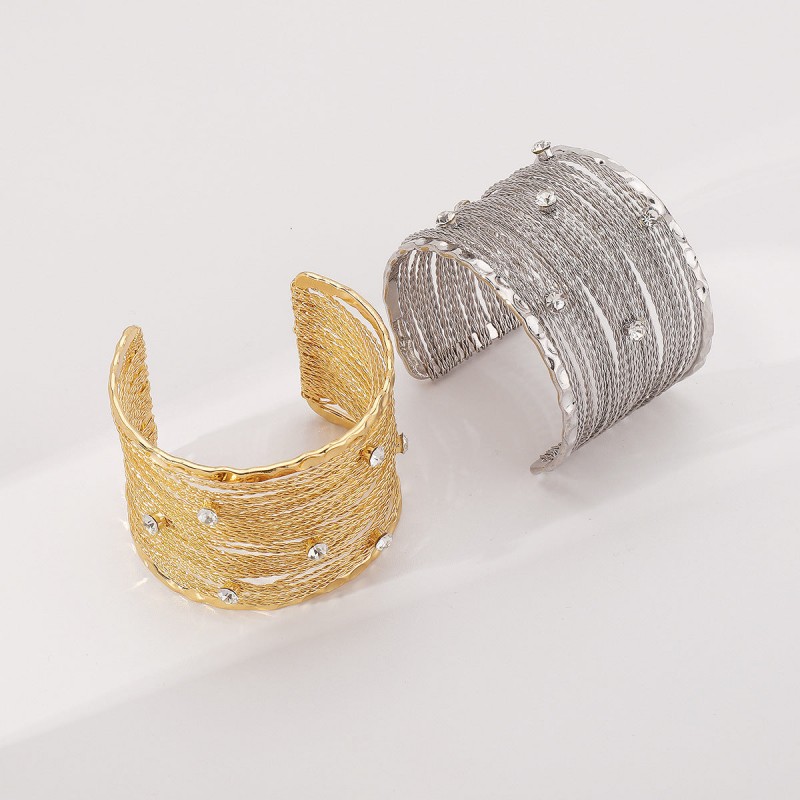 Retro Punk Style Wide Edition Metal Brushed Wire Strip Open 