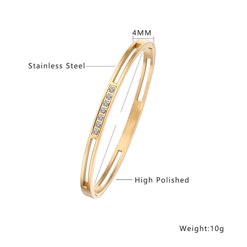 18K gold plated diamond retro stacked titanium steel bracele