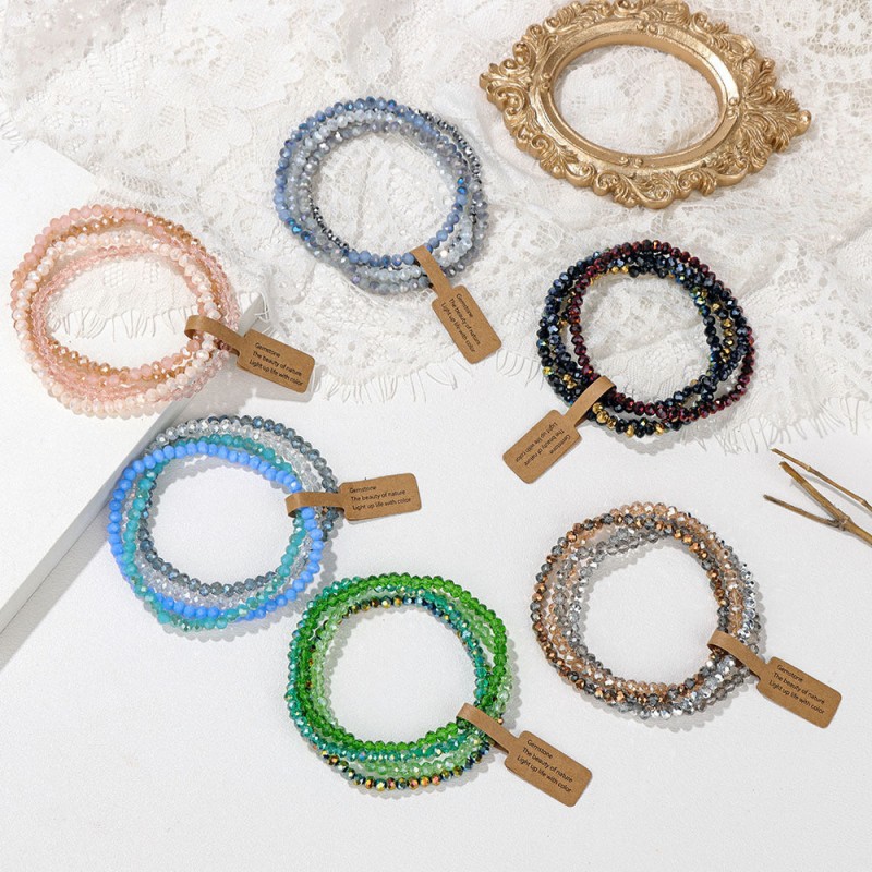 Summer Colored Glass Four-piece Vintage Bracelet
