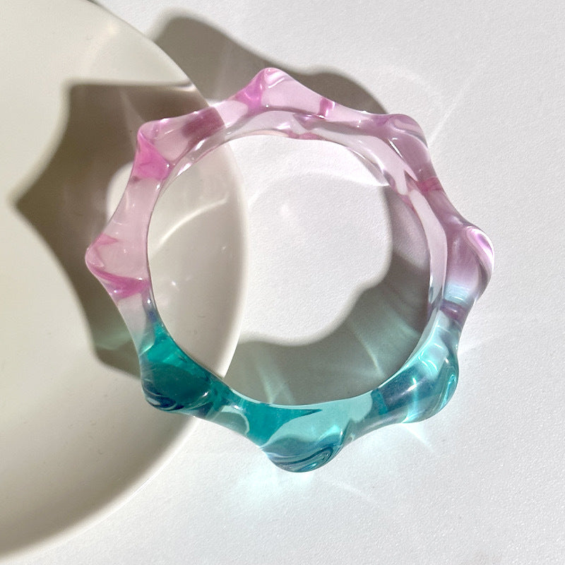 10pcs new gradient transparent color matching wave roun