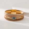 Devil's Eye Diamond Design Multi-Layer Pu Leather Ethnic Style Bracelet