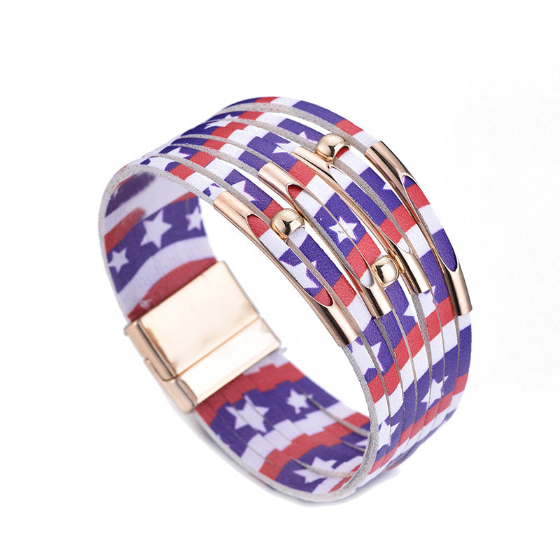 Alloy Tube Magnet Buckle Valentine's Day Leather Bracelet OLY-BT-LuoKun001