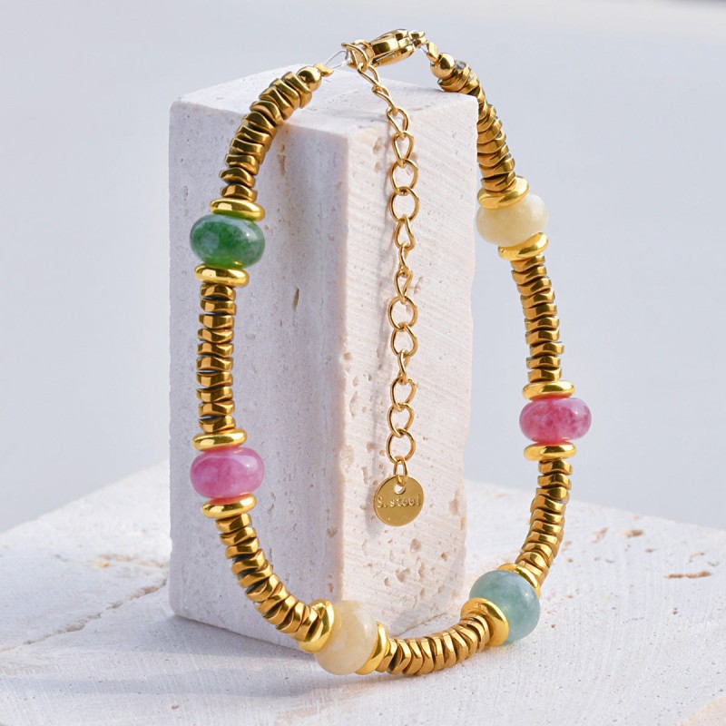 Retro texture color natural stone stitching titanium steel