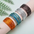 Bohemian Imitation Gold Wire Magnetic Clasp Leather Bracelet