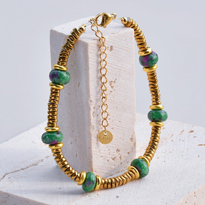 Retro texture color natural stone stitching titanium steel