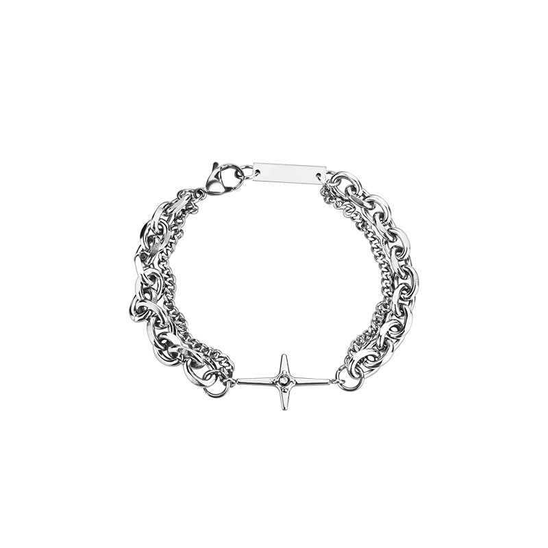 Cross Diamond-encrusted Double-layer ins Design Hip-hop Simp