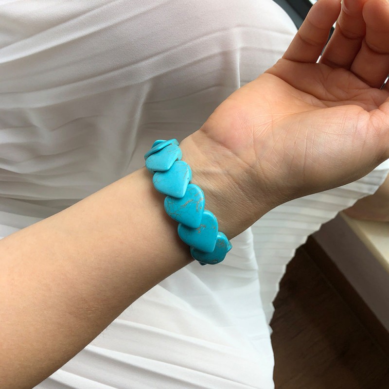 wide surface elastic rope turquoise vintage heart-shaped bra