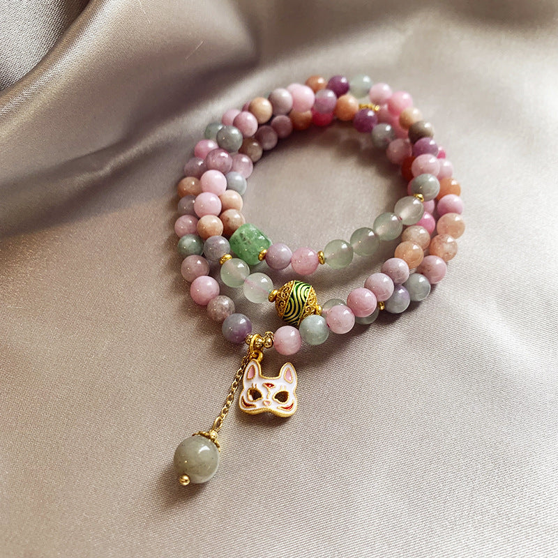 Tide Elegant Pearl Crystal Jade Double Circle Bracelet