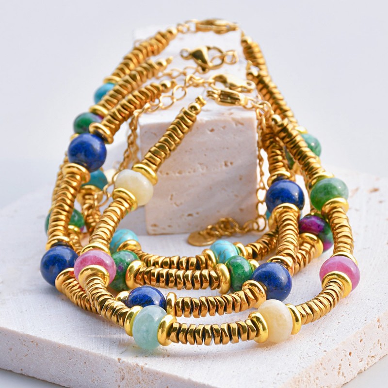 Retro texture color natural stone stitching titanium steel
