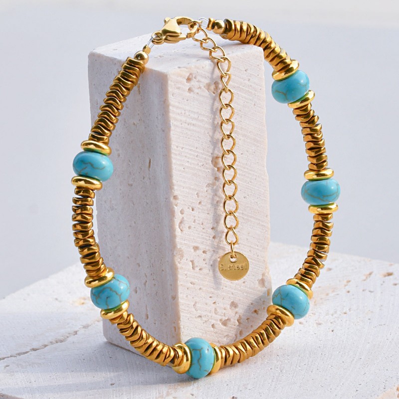 Retro texture color natural stone stitching titanium steel