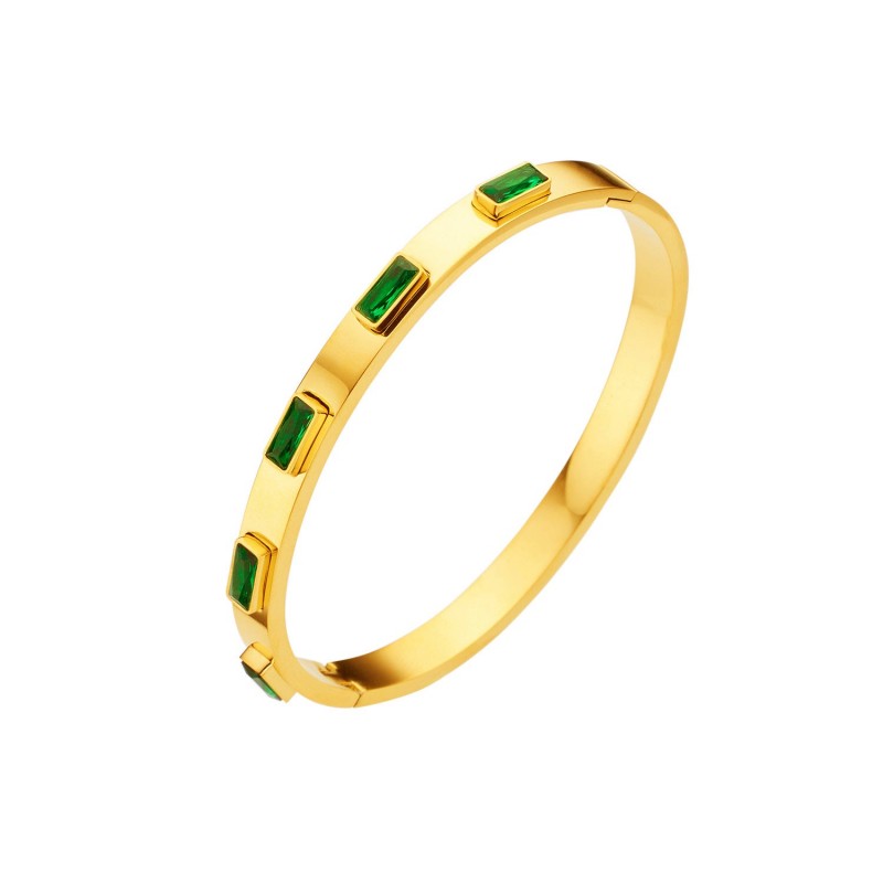18K gold plated diamond retro stacked titanium steel bracele