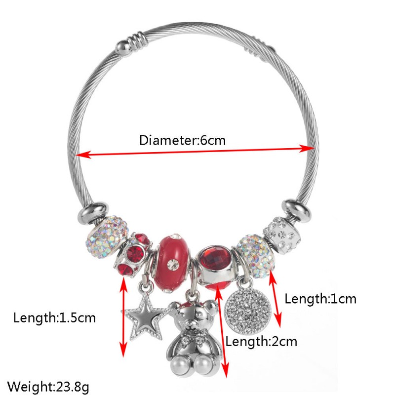 New Style Personalized Creative DIY Bear Star Round Stainles