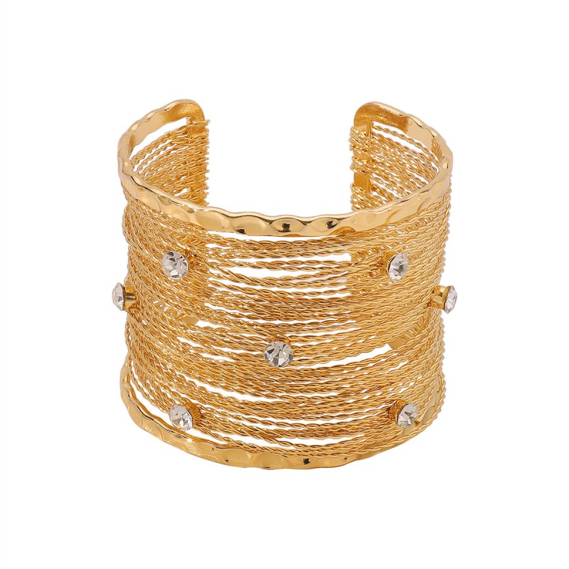 Retro Punk Style Wide Edition Metal Brushed Wire Strip Open 