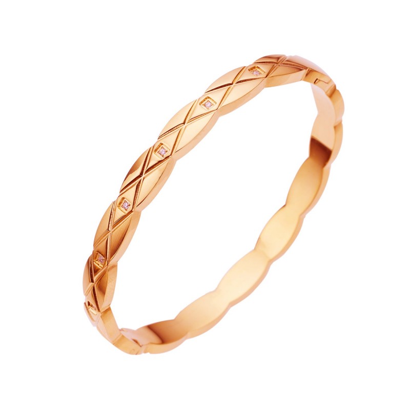 18K gold plated diamond retro stacked titanium steel bracele