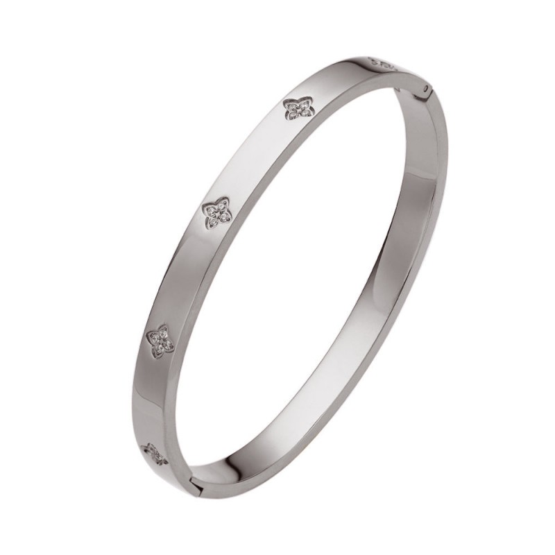 18K gold plated diamond retro stacked titanium steel bracele