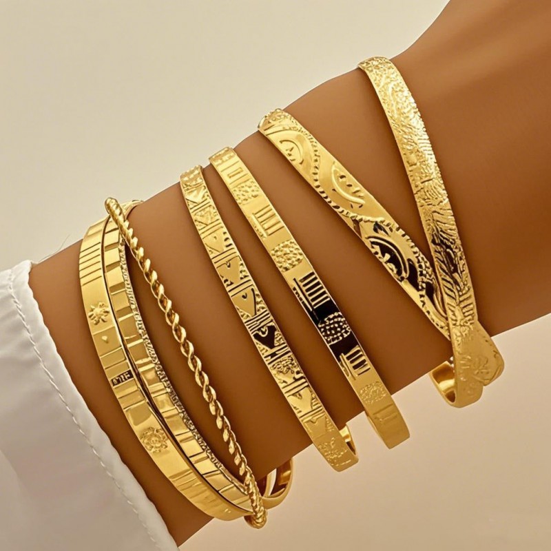 Vintage multi-layered diamond pattern bracelet
