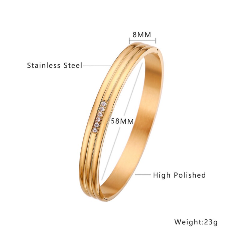 18K gold plated diamond retro stacked titanium steel bracele