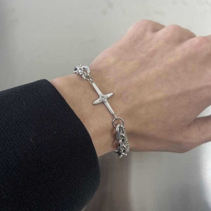 Cross Diamond-encrusted Double-layer ins Design Hip-hop Simp