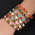 copper inlaid zircon enamel drop oil love heart bracelet Ten