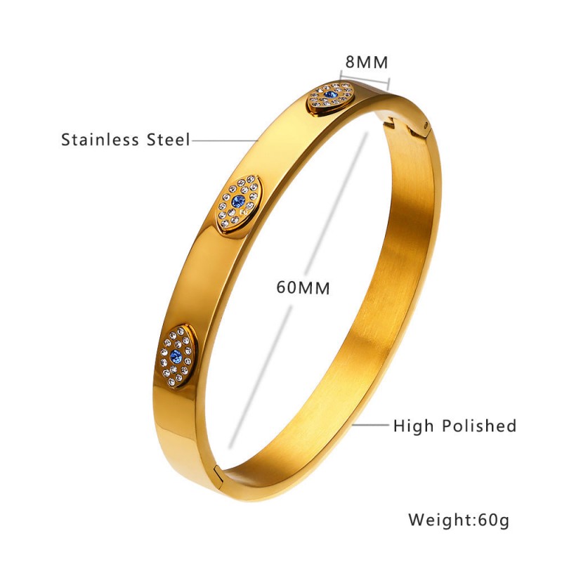 18K gold plated diamond retro stacked titanium steel bracele