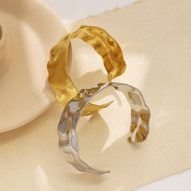 stainless steel bracelet C-shaped retro gold open bracelet