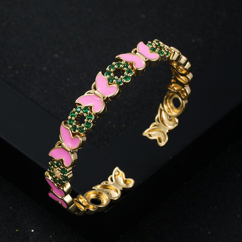 Copper Gold Plated Oil Dropping Butterfly Bracelet Advanced 