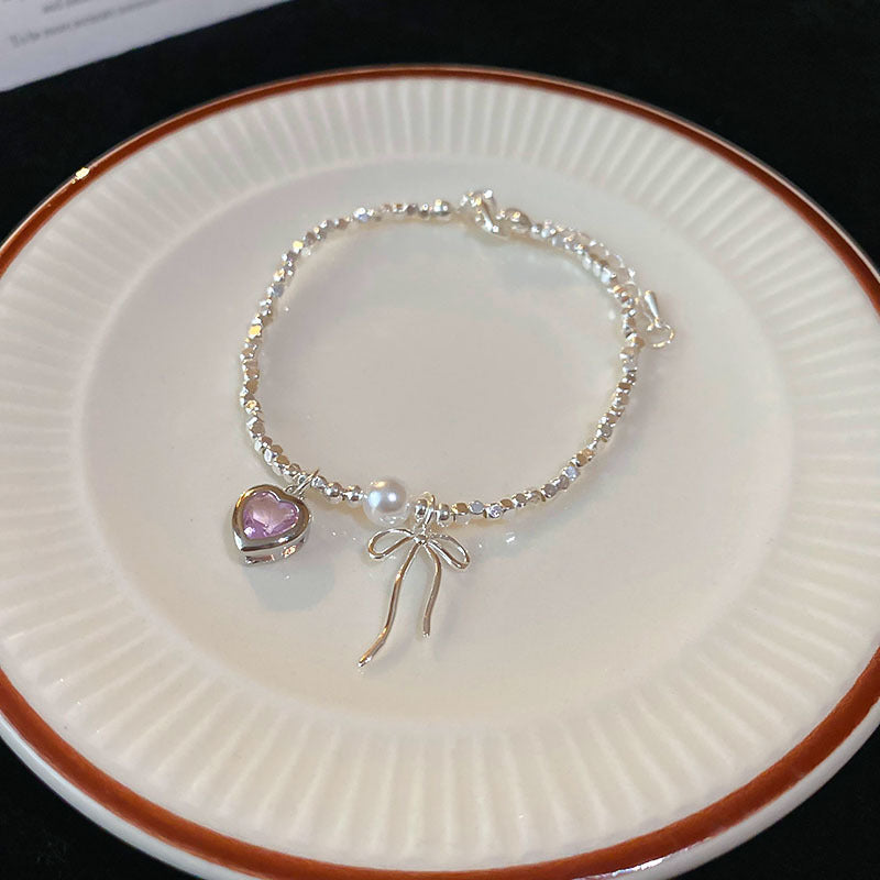 Tide Elegant Pearl Crystal Jade Double Circle Bracelet