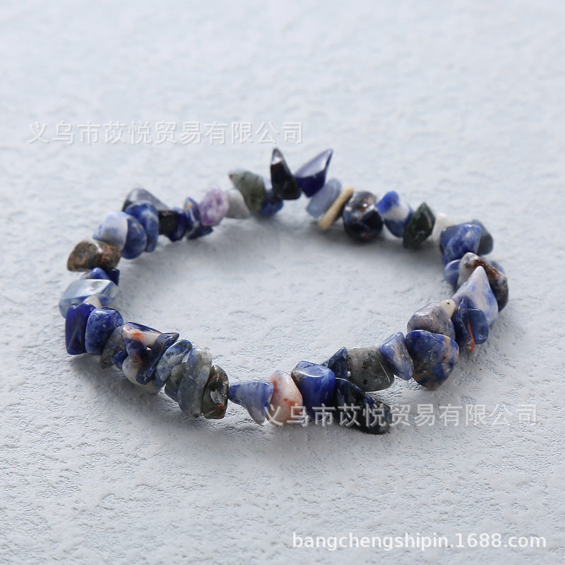 5pcs natural crystal gravel elastic bracelet colorful gravel