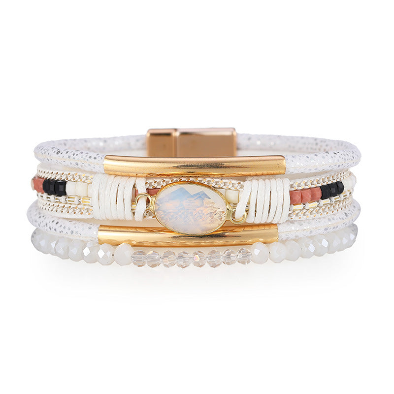 Bohemian Copper Design Crystal Stone Multilayer Ethnic Style Bracelet