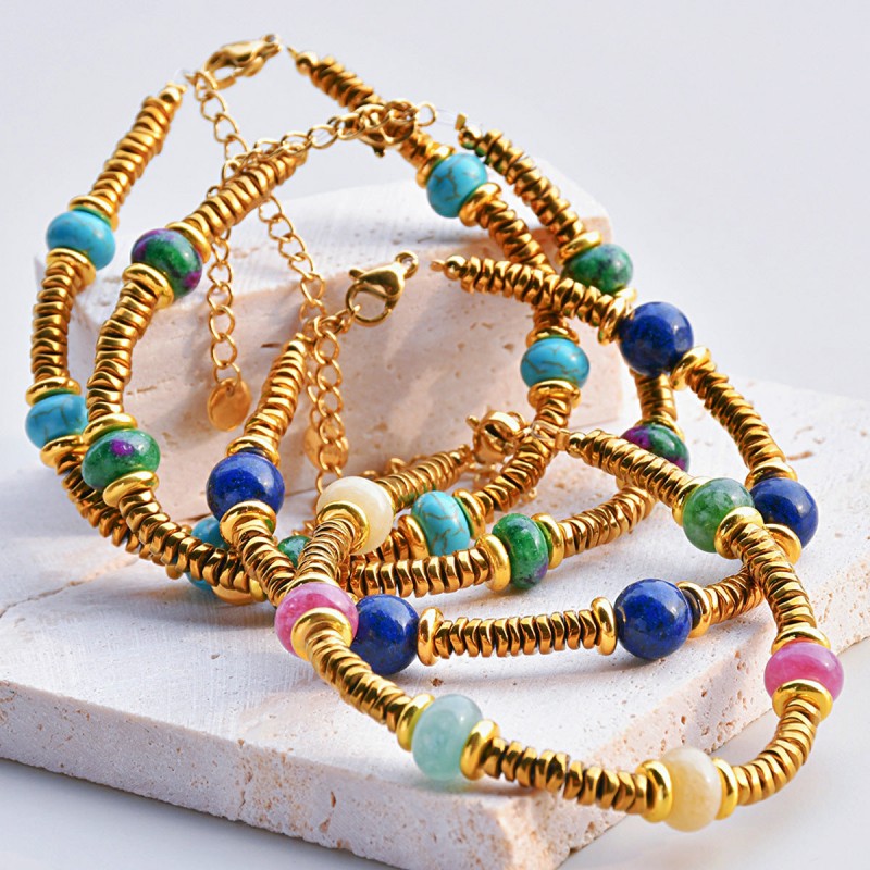 Retro texture color natural stone stitching titanium steel