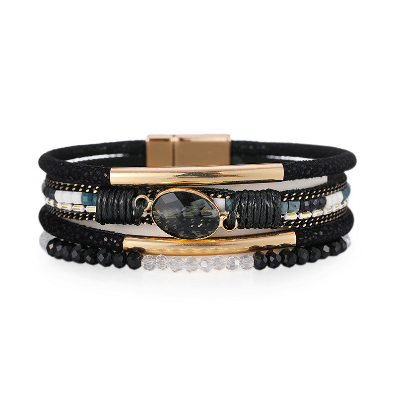Bohemian Copper Design Crystal Stone Multilayer Ethnic Style Bracelet
