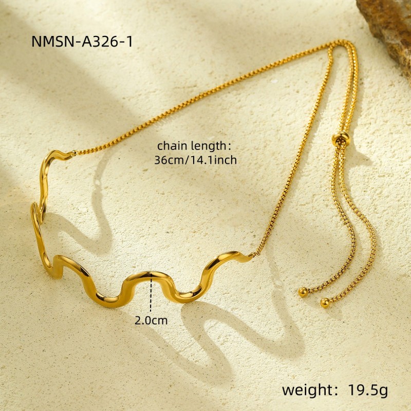 Titanium steel wave necklace bracelet 18K gold stainless steel jewelry