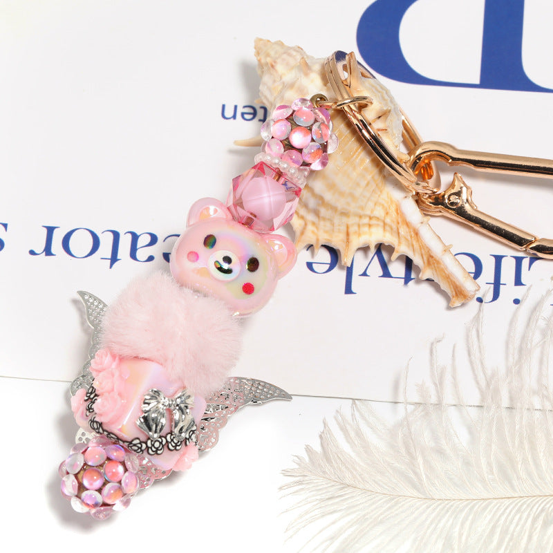 Acrylic Cute Bear Beaded Cartoon Animal Vertical Hole Beads 