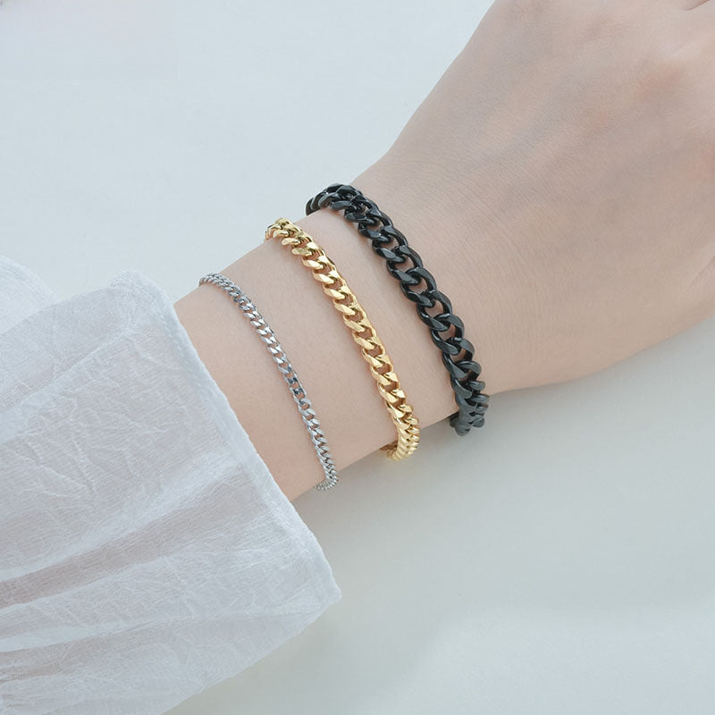 Stainless steel stylish six-sided polished Cuban chain