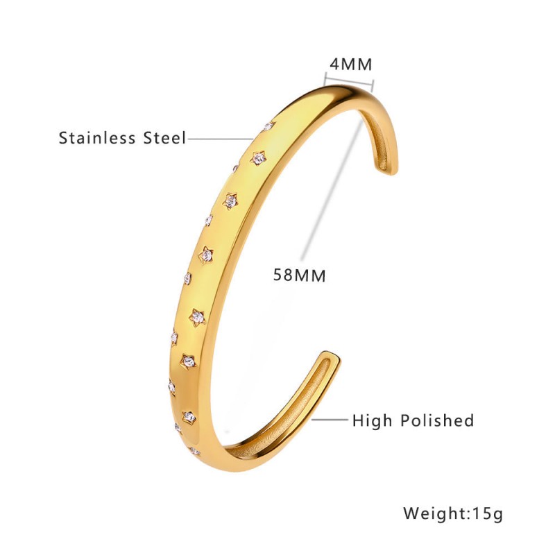 18K gold plated diamond retro stacked titanium steel bracele