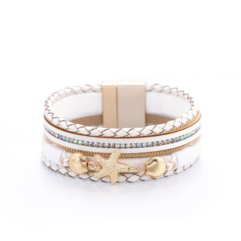 Ethnic Style Holiday Style Small Starfish Inlaid with Colorful Diamond Bracelets