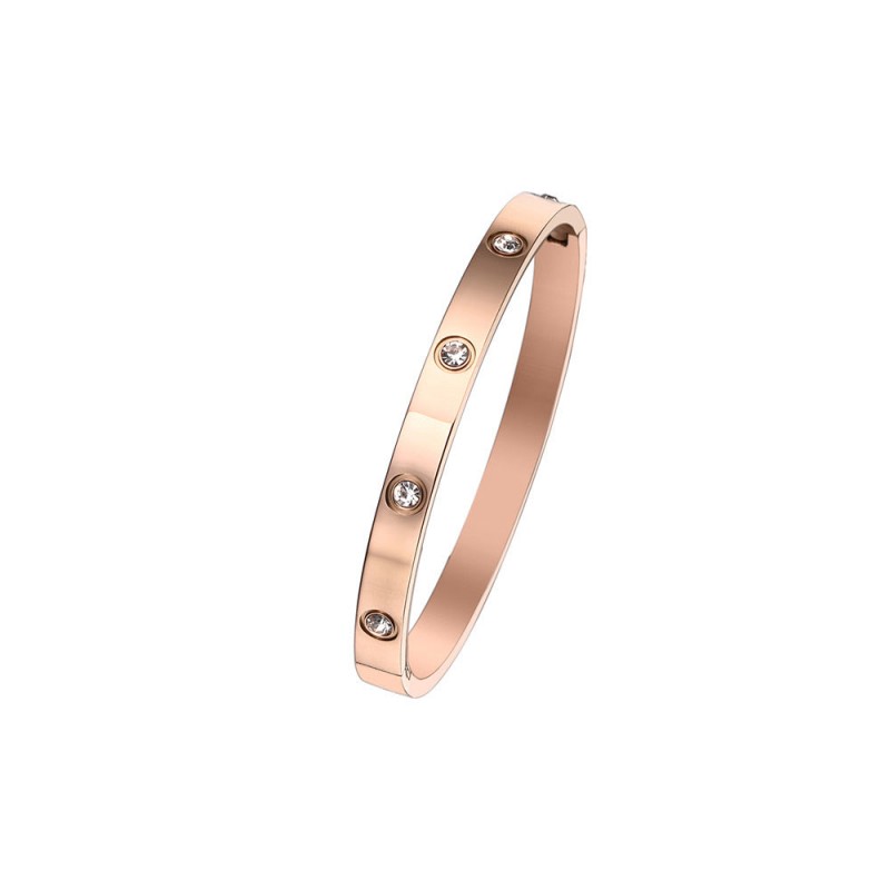 18K gold plated diamond retro stacked titanium steel bracele
