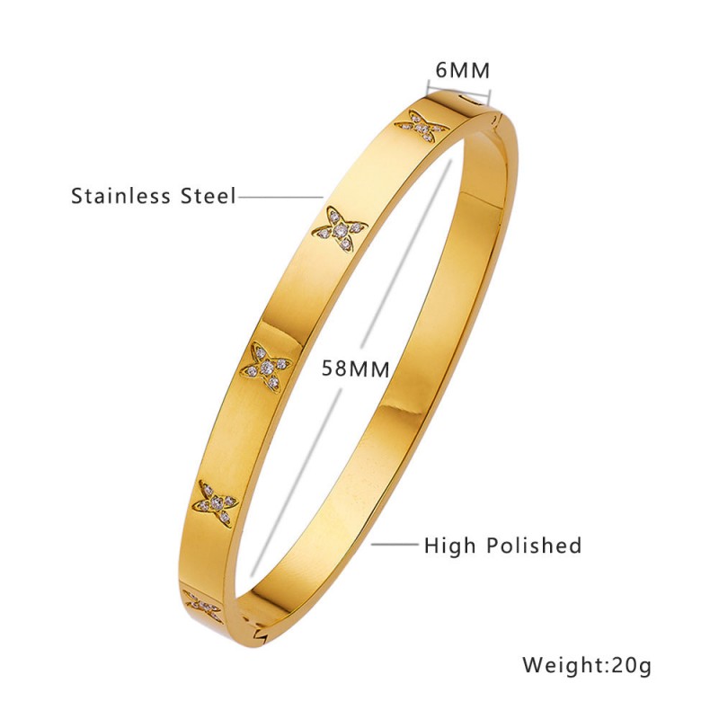 18K gold plated diamond retro stacked titanium steel bracele